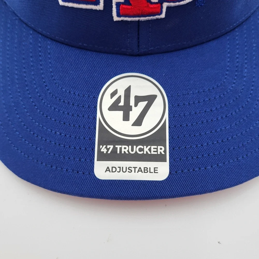 Kansas Jayhawks '47 Adjustable Straight Eight Blue Snapback Trucker Hat‎